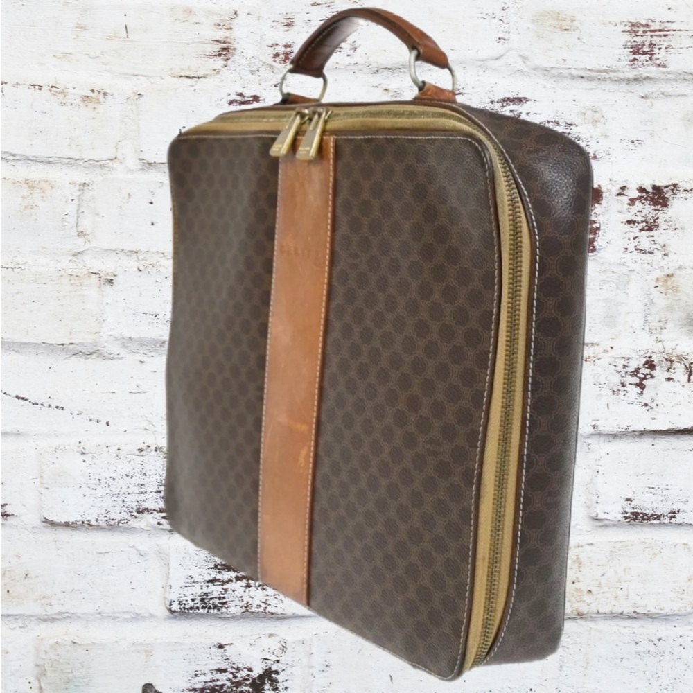 CELINE  Macadam Pattern Business Briefcase PVC / Leather In GUC Rare - Picture 2 of 16